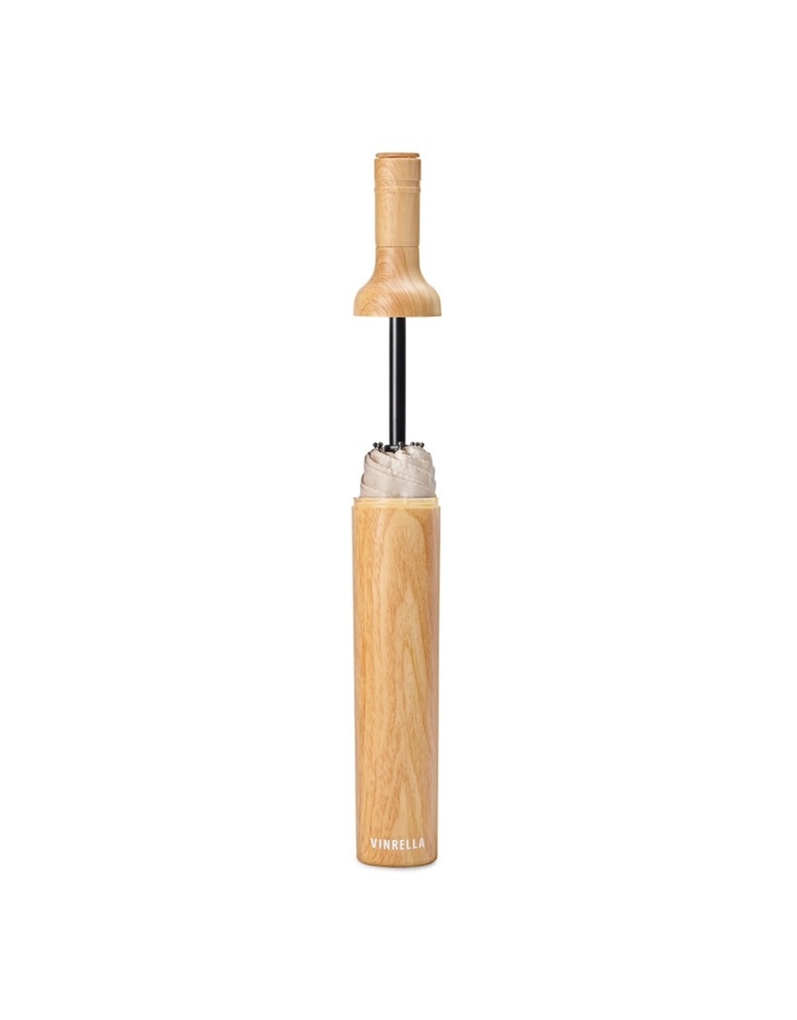 Vinrella Umbrella In A Bottle | Light Wood Wine Bottle Umbrella