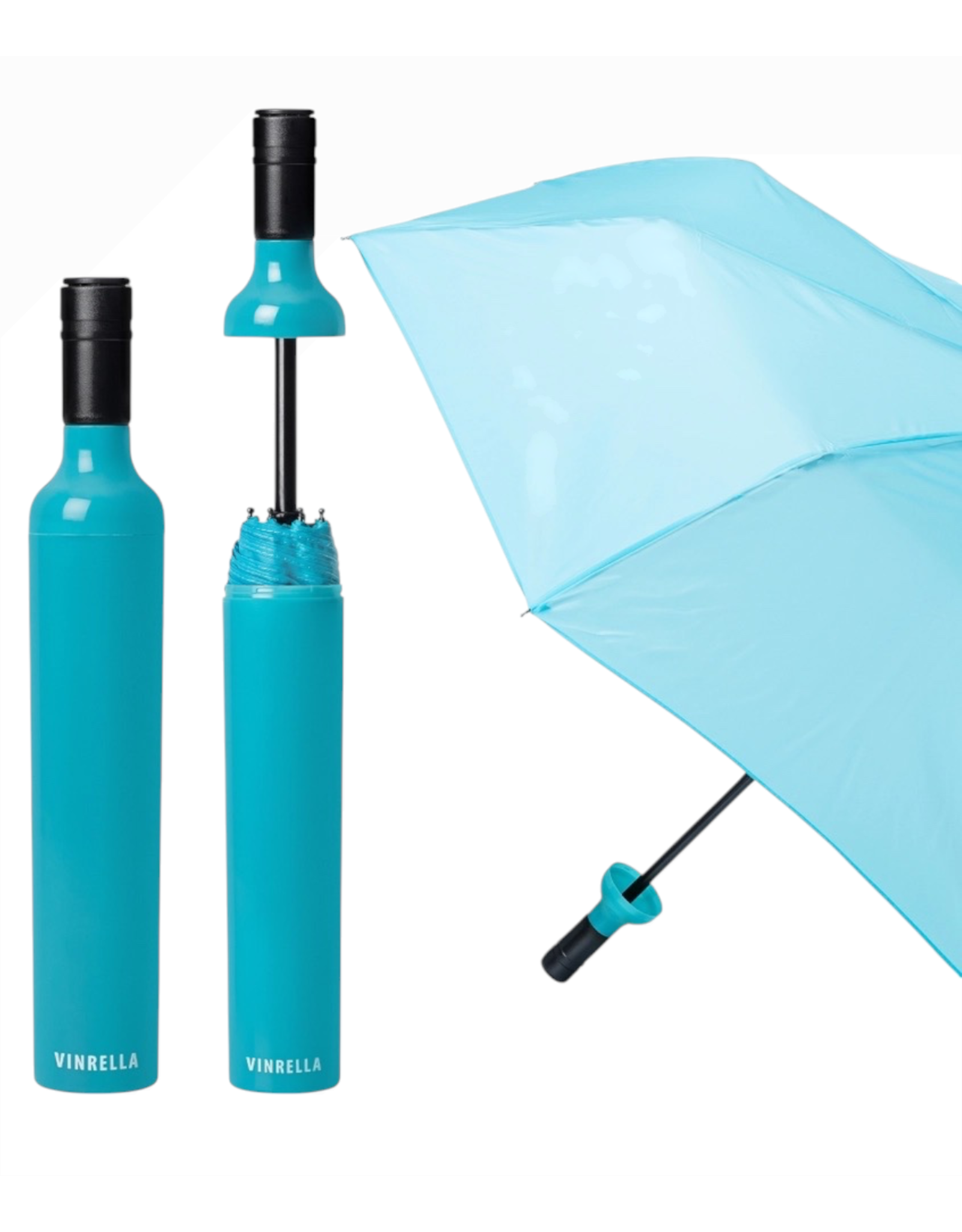 Vinrella Umbrella In A Bottle | Turquoise Wine Bottle Umbrella