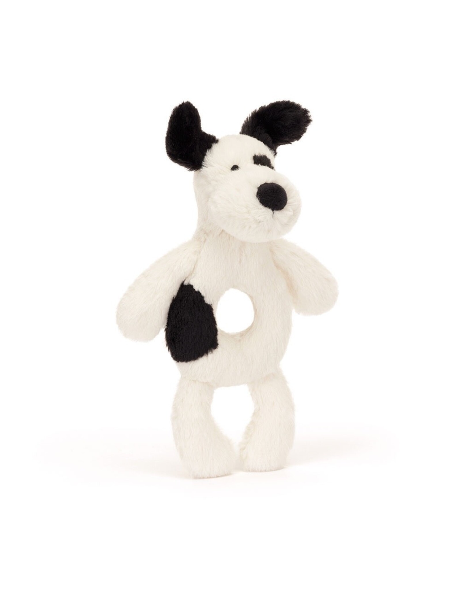 JellyCat Bashful Black And Cream Puppy Ring Rattle