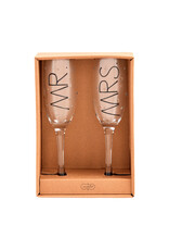 Mud Pie Mr And Mrs Champagne Glasses Set of 2 Champagne Flutes