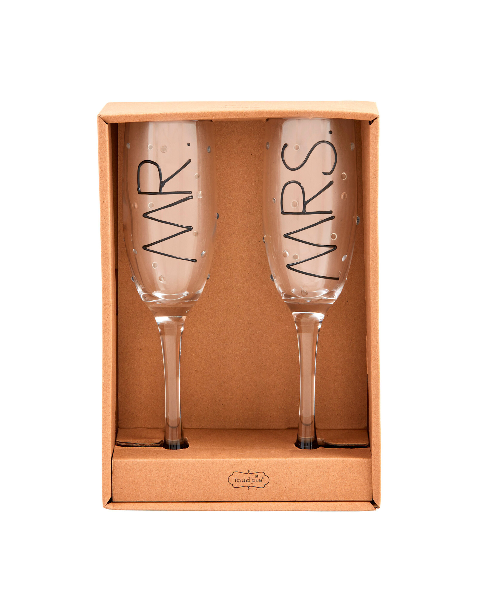 Mud Pie Mr And Mrs Champagne Glasses Set of 2 Champagne Flutes