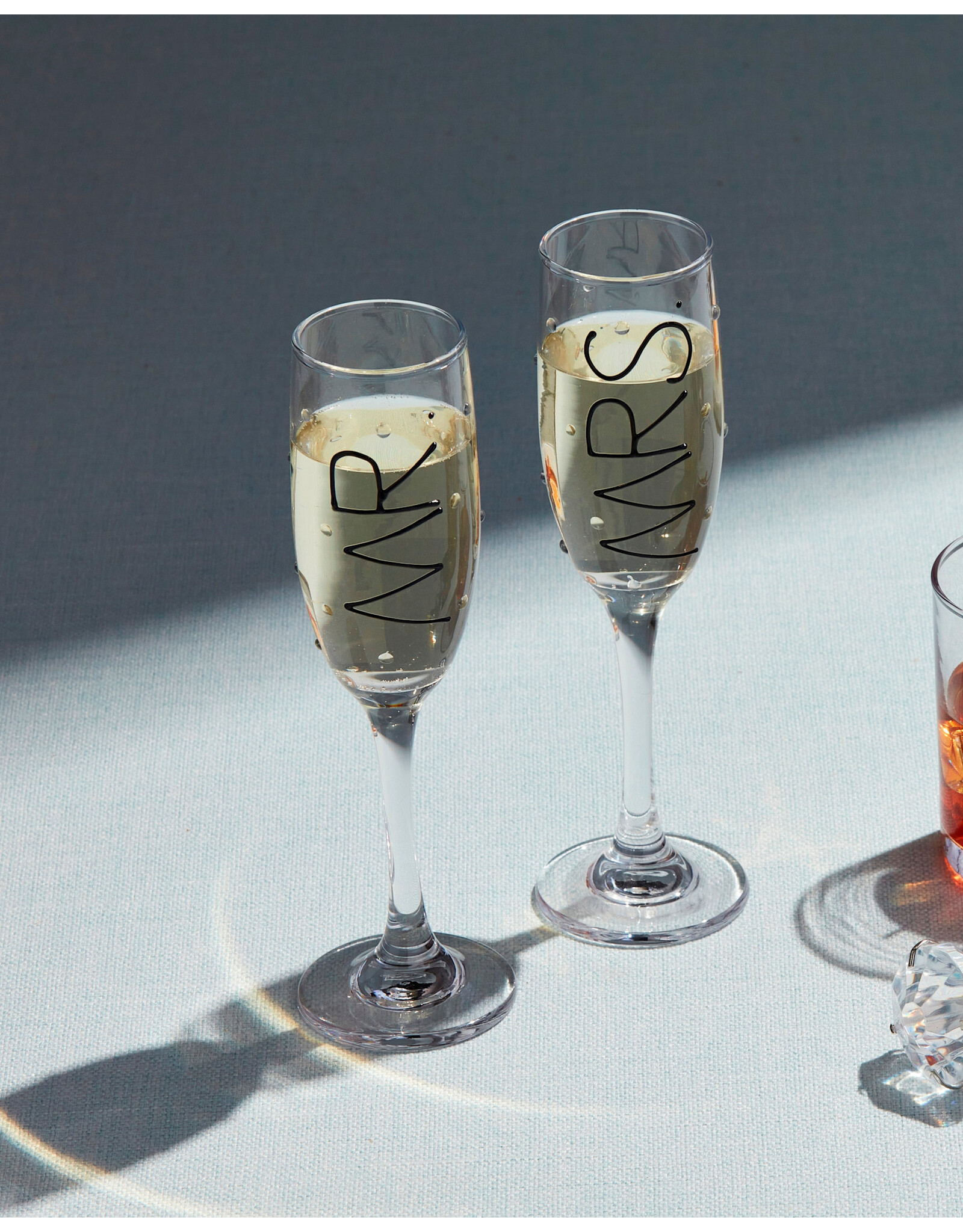 Mud Pie Mr And Mrs Champagne Glasses Set of 2 Champagne Flutes