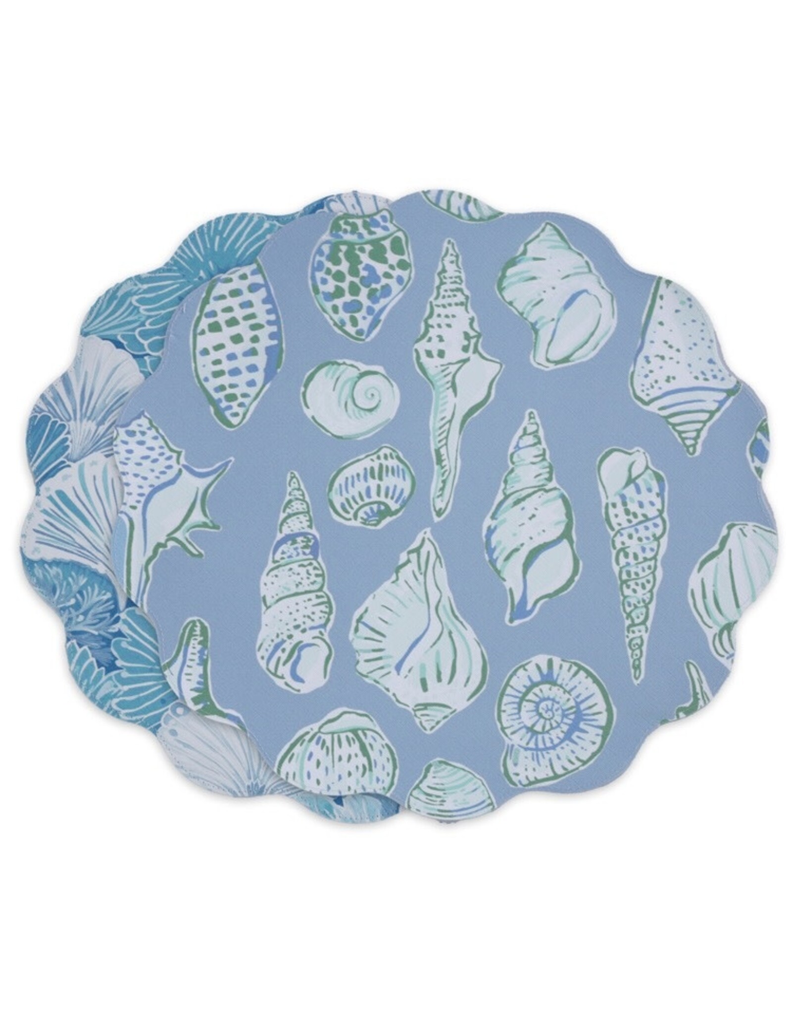 Beatriz Ball Reversible Round Placemats 15.5" Set of 4 Shells N Scallops
