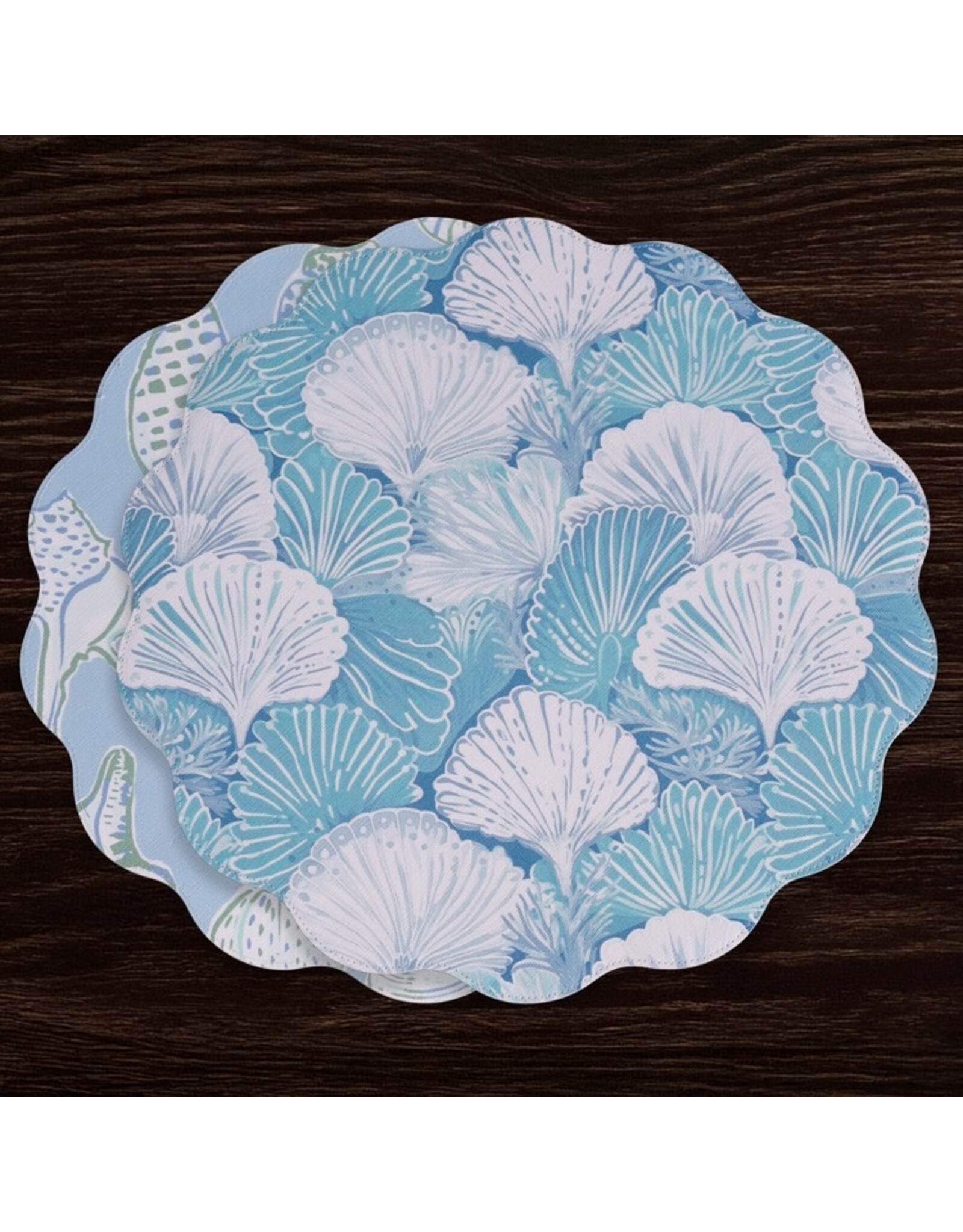Beatriz Ball Reversible Round Placemats 15.5" Set of 4 Shells N Scallops