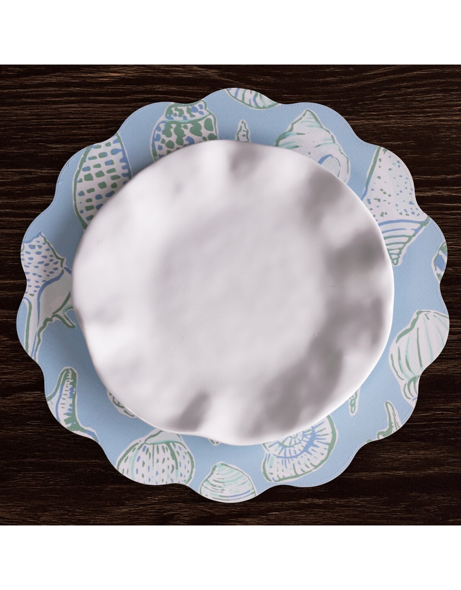Beatriz Ball Reversible Round Placemats 15.5" Set of 4 Shells N Scallops
