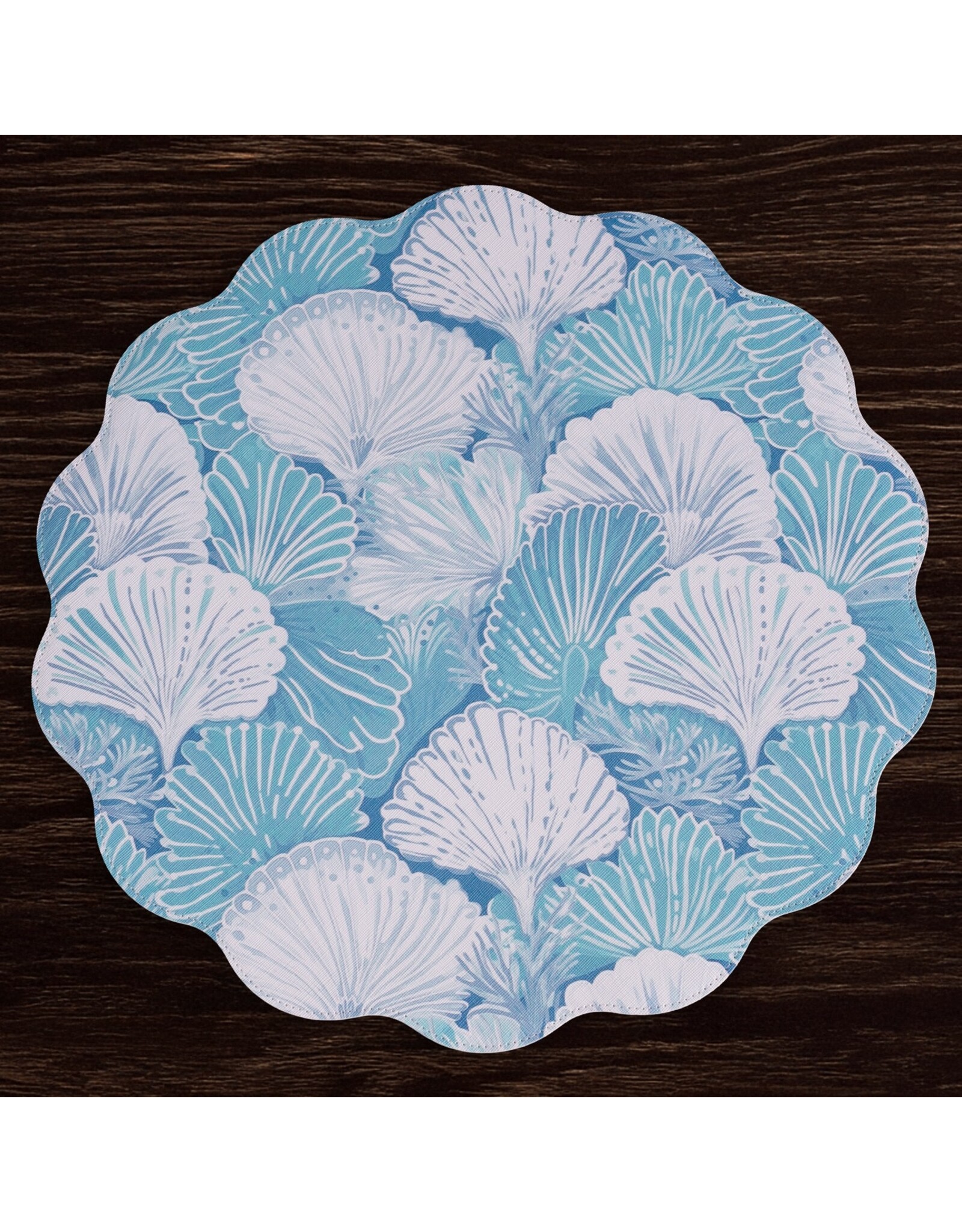 Beatriz Ball Reversible Round Placemats 15.5" Set of 4 Shells N Scallops