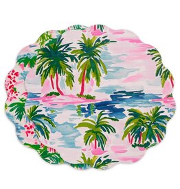 Beatriz Ball Reversible Round Placemats 15.5" Set of 4 Palm Trees