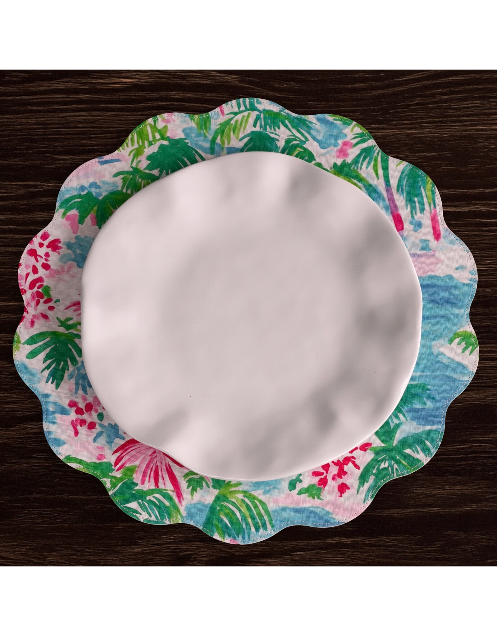 Beatriz Ball Reversible Round Placemats 15.5" Set of 4 Palm Trees