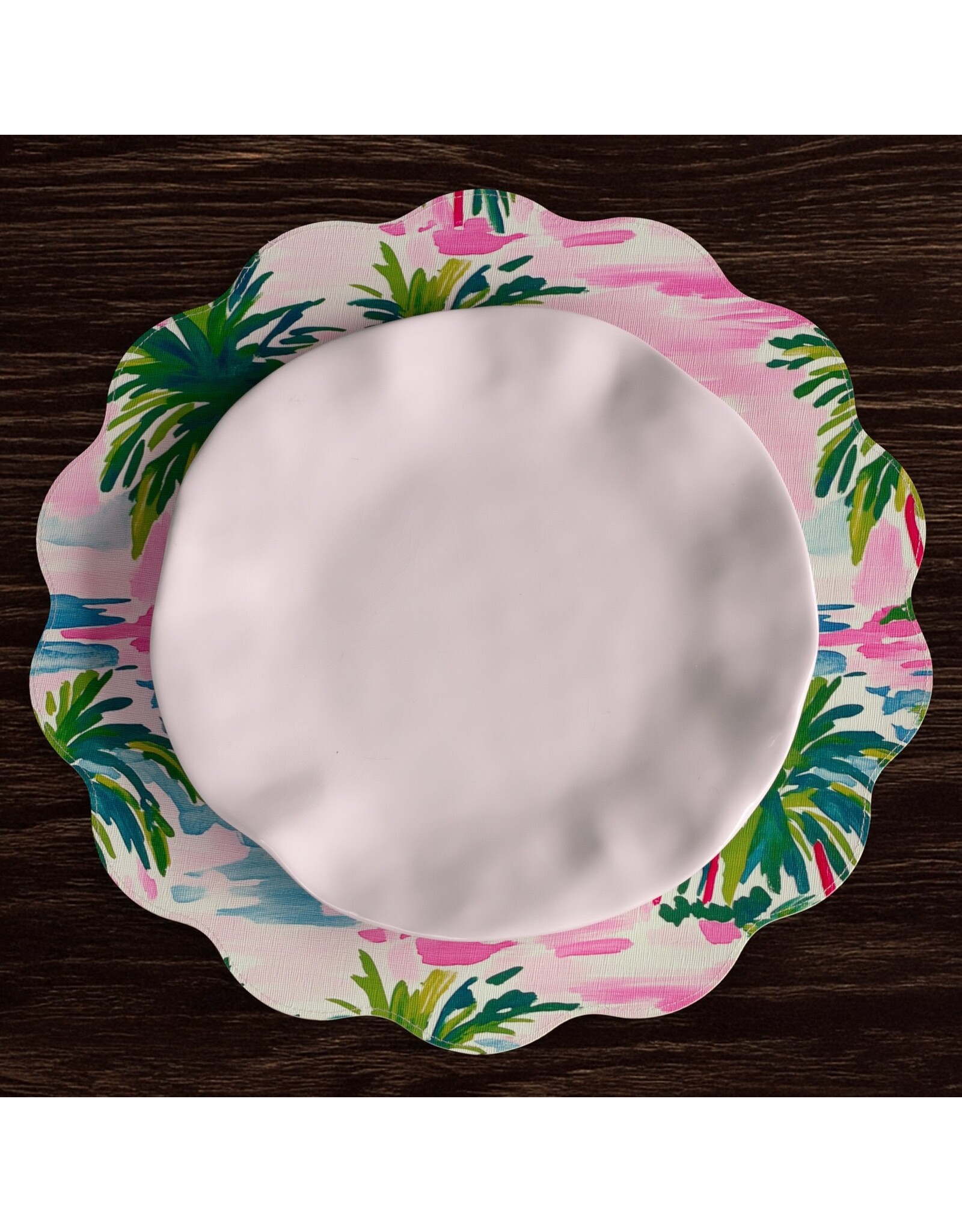 Beatriz Ball Reversible Round Placemats 15.5" Set of 4 Palm Trees