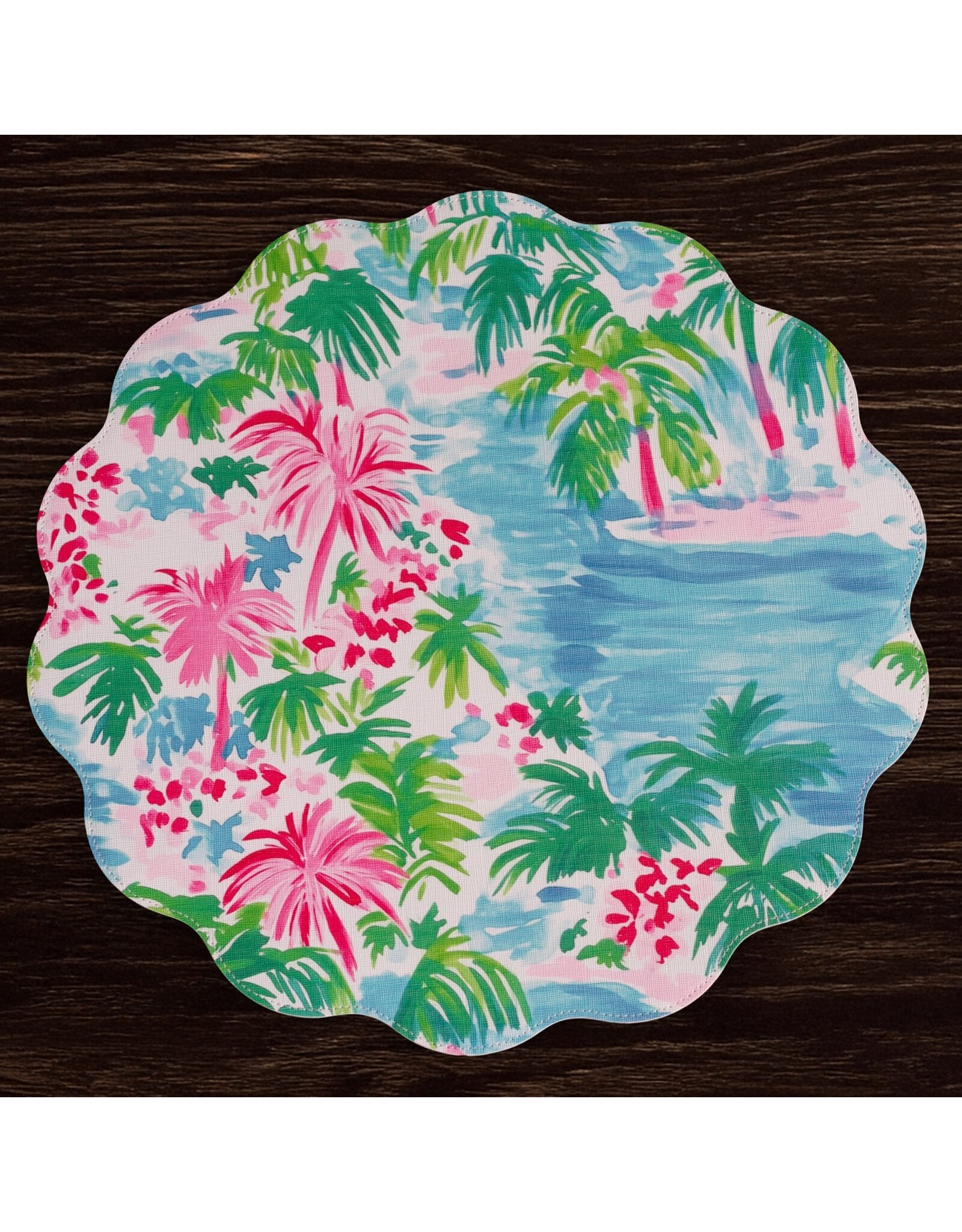 Beatriz Ball Reversible Round Placemats 15.5" Set of 4 Palm Trees