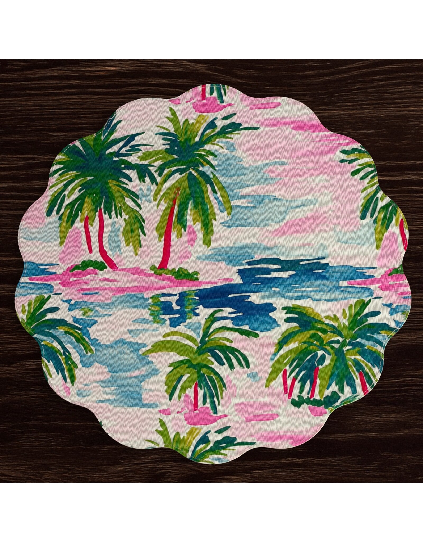 Beatriz Ball Reversible Round Placemats 15.5" Set of 4 Palm Trees