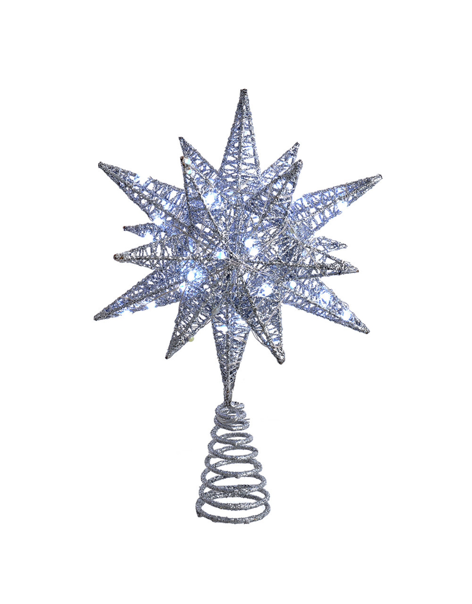 Kurt Adler Treetop Silver Starburst Tree Topper 11H Twinkling LED
