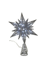 Kurt Adler Treetop Silver Starburst Tree Topper 11H Twinkling LED