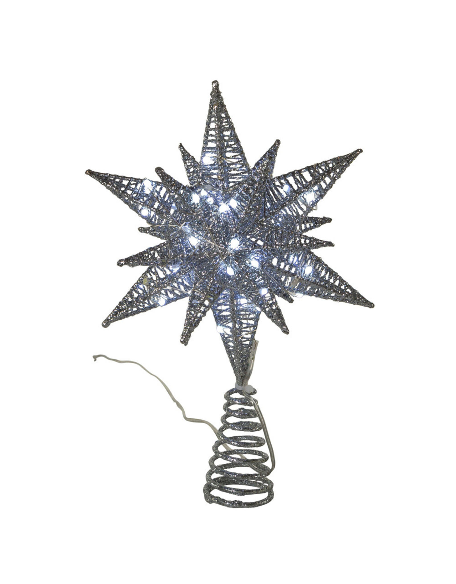 Kurt Adler Treetop Silver Starburst Tree Topper 11H Twinkling LED