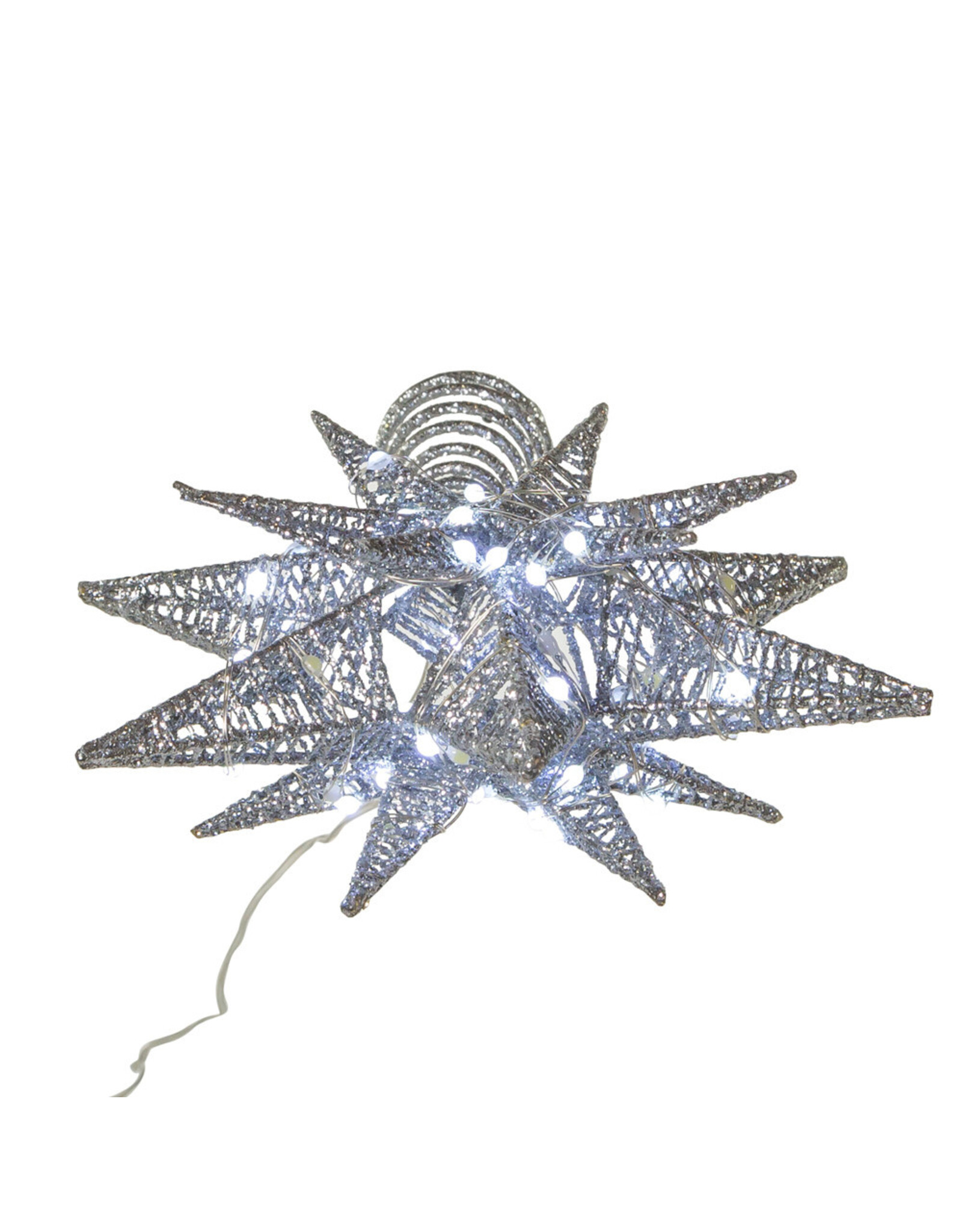 Kurt Adler Treetop Silver Starburst Tree Topper 11H Twinkling LED