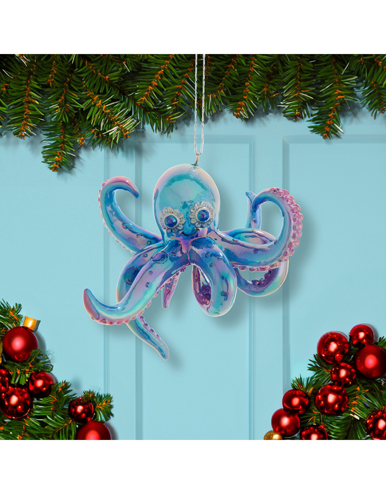Kurt Adler Colorful Iridescent Octopus Ornament 4 Inch