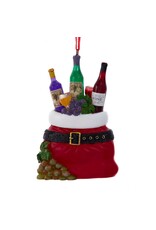 Kurt Adler Wine Bottle in Santa Bag Ornament