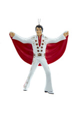 Kurt Adler Elvis Presley Ornament In White Suit With Red Cape