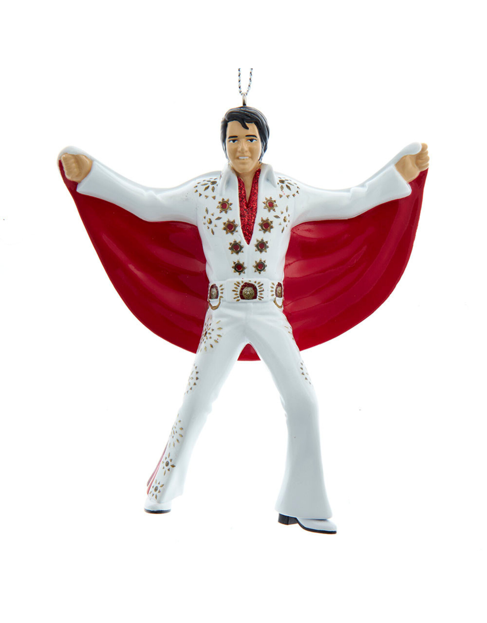 Kurt Adler Elvis Presley Ornament In White Suit With Red Cape