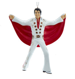 Kurt Adler Elvis Presley Ornament In White Suit With Red Cape