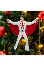 Kurt Adler Elvis Presley Ornament In White Suit With Red Cape