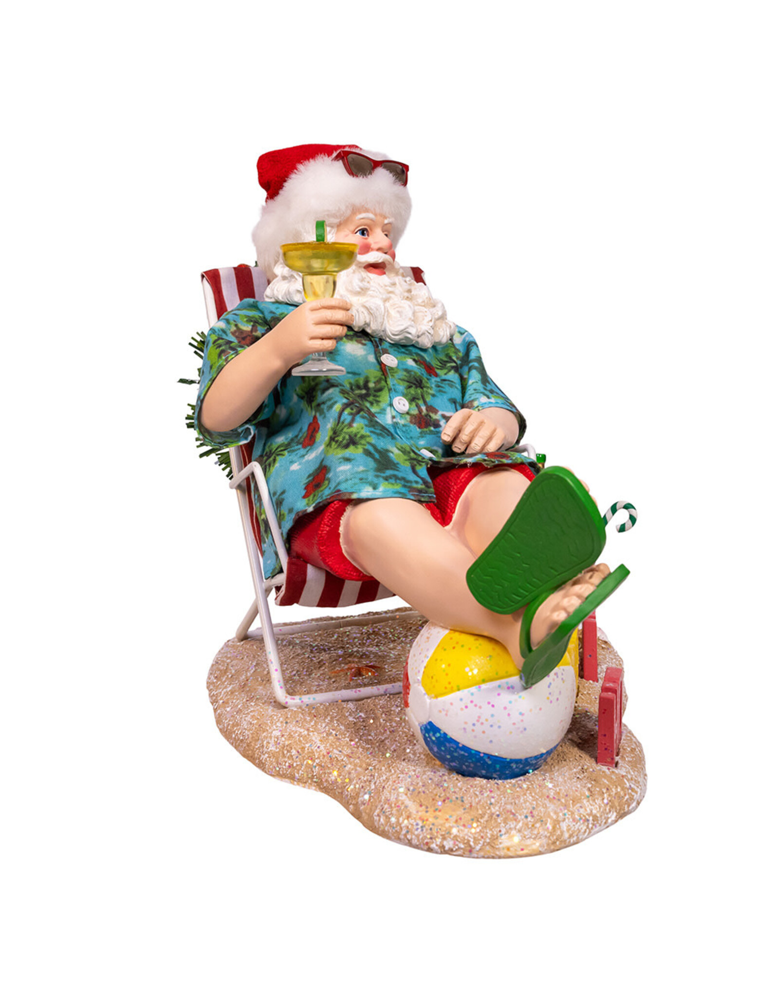 Kurt Adler Fabriche Beach Santa in Chair Table Piece 10.5 Inch