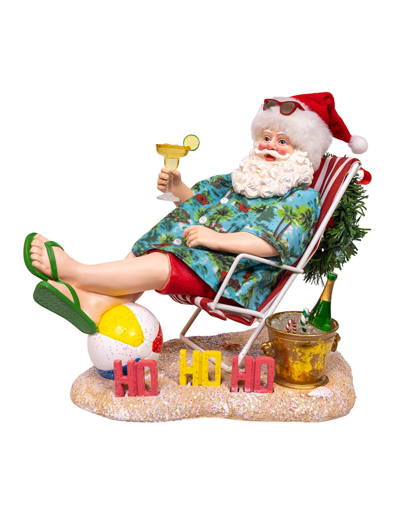Kurt Adler Fabriche Beach Santa in Chair Table Piece 10.5 Inch