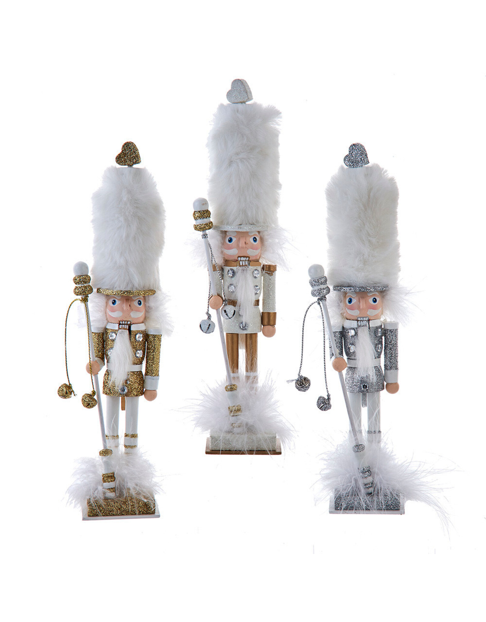 Kurt Adler Hollywood Nutcrackers 9.5H 3 Assorted Gold White Silver