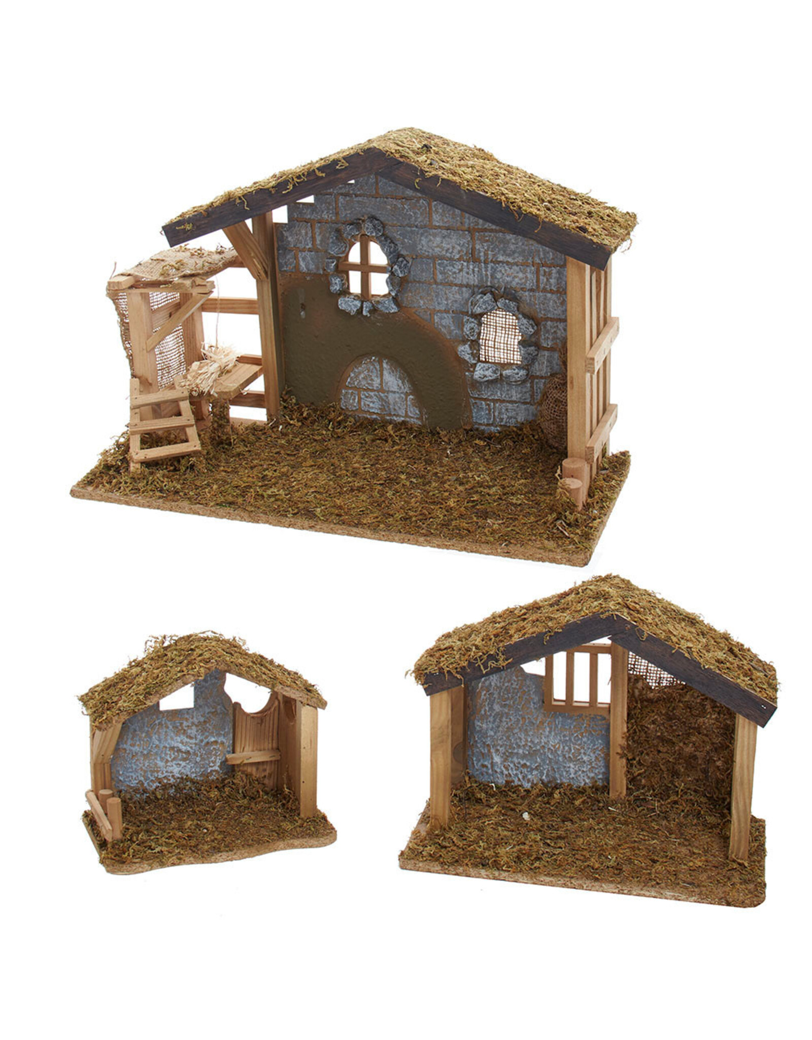 Kurt Adler Nativity Creche Stable Decor 3 Piece Set