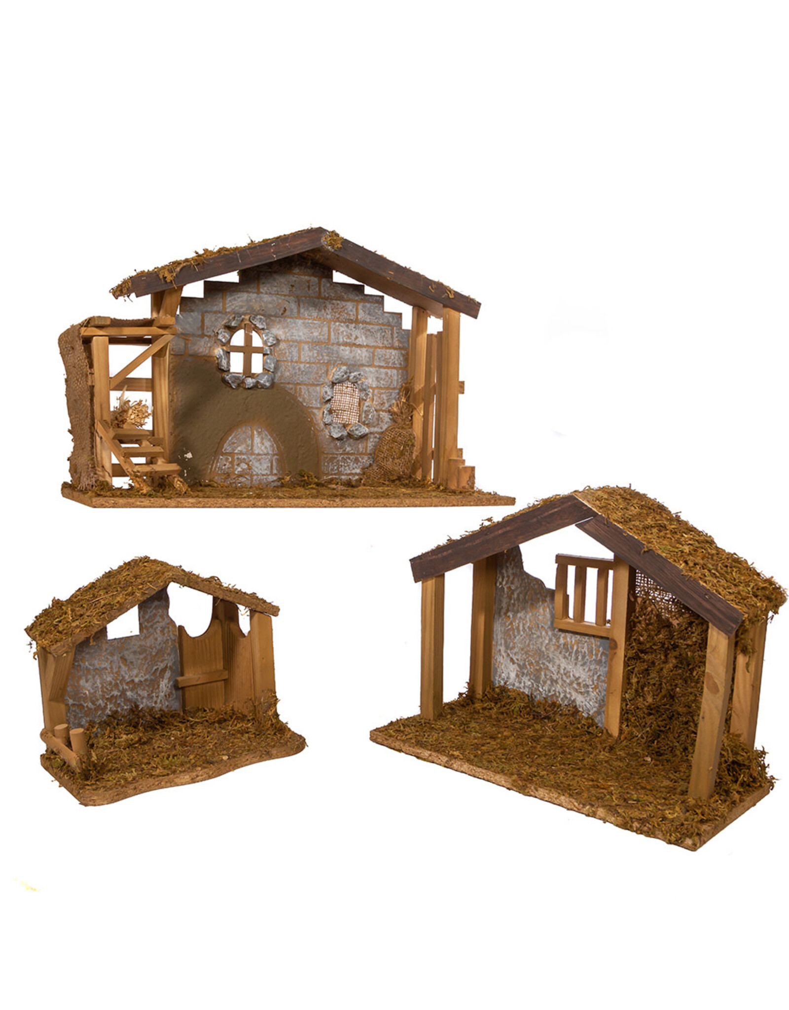 Kurt Adler Nativity Creche Stable Decor 3 Piece Set