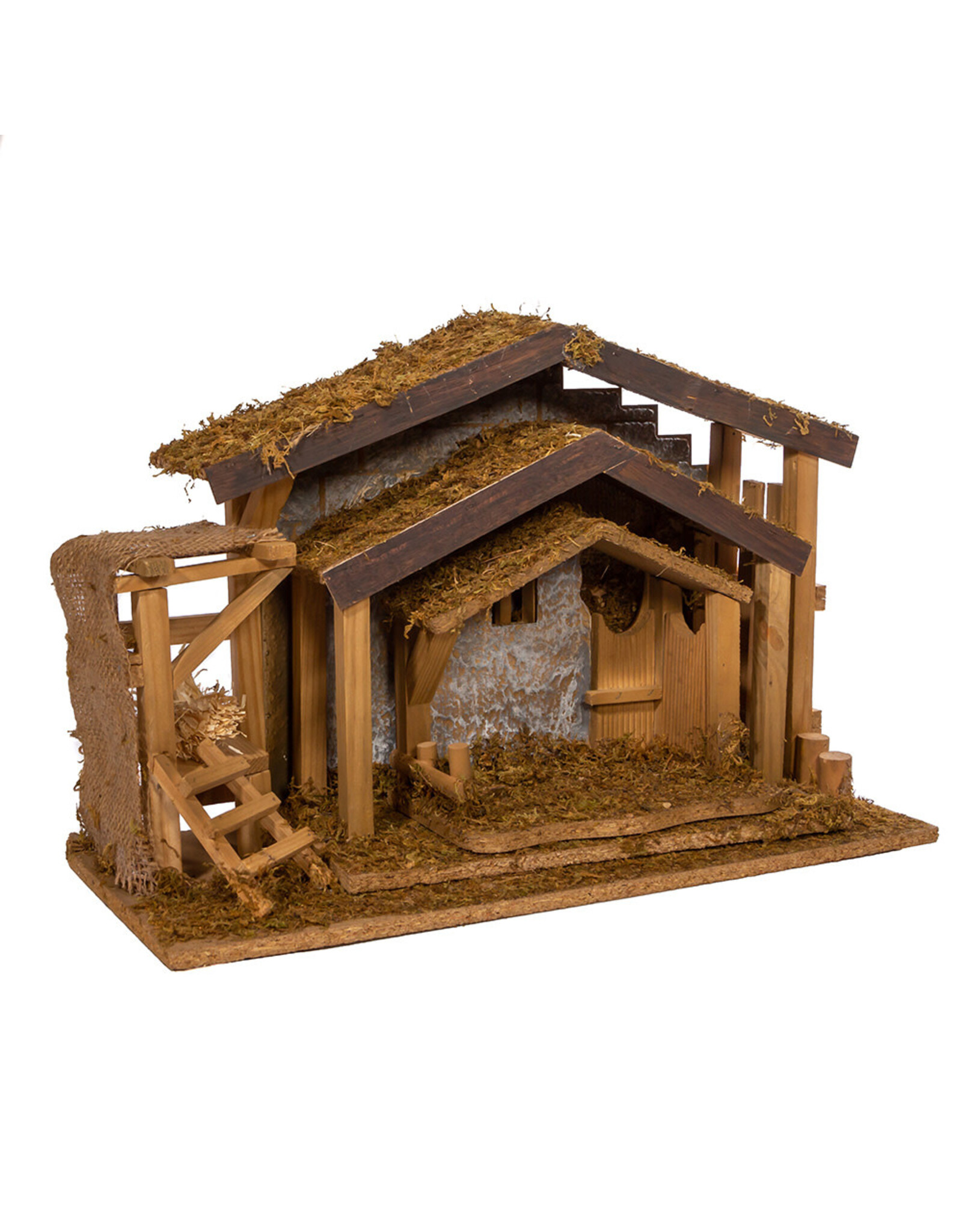 Kurt Adler Nativity Creche Stable Decor 3 Piece Set