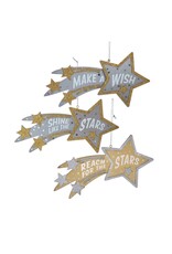 Kurt Adler Shooting Star Wood Plaque Ornaments w Sentiment Set of 3
