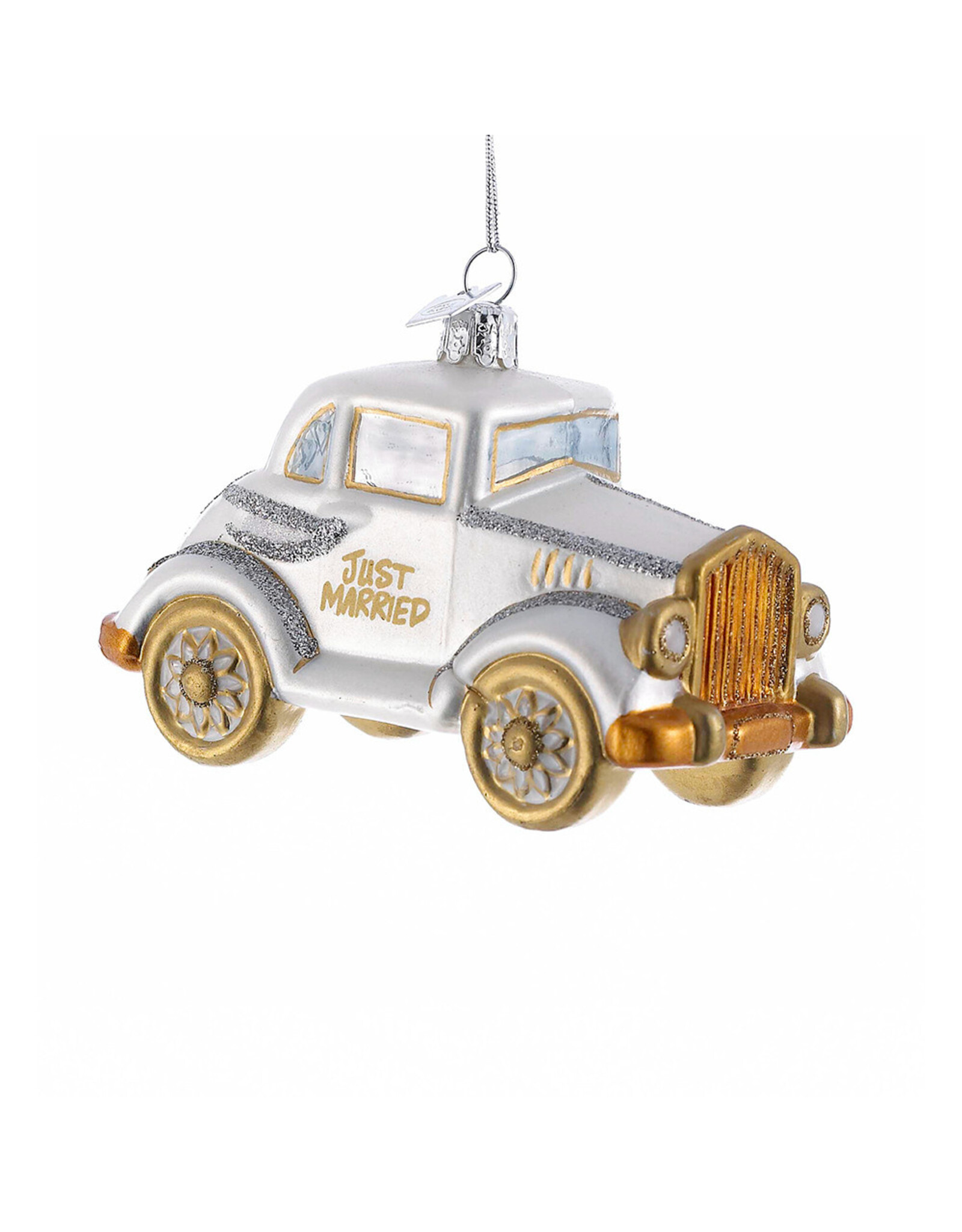 Kurt Adler Nobel Gems Glass Just Married Wedding Car Ornament