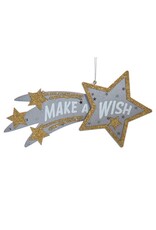 Kurt Adler Shooting Star Wood Plaque Ornament Make A Wish