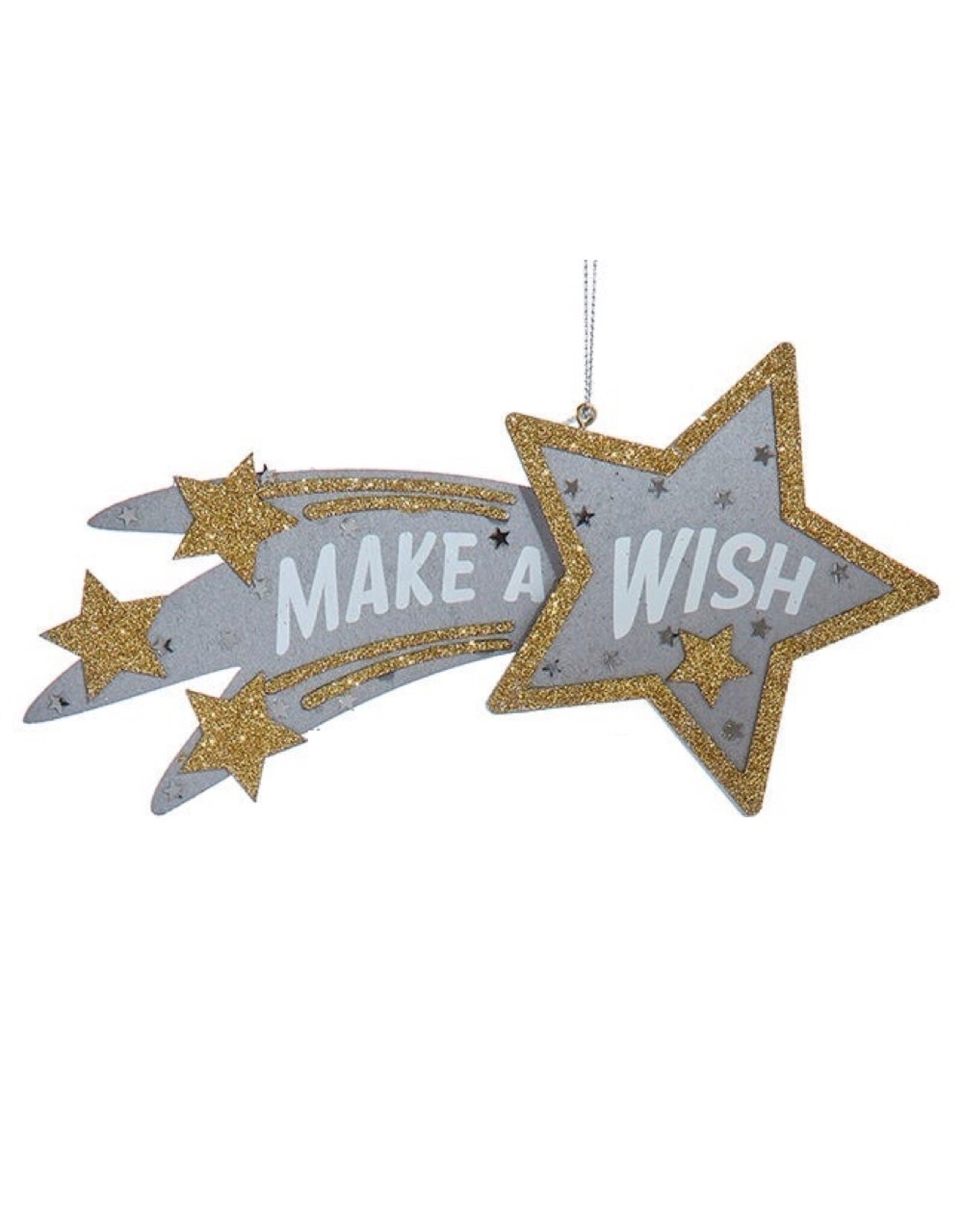 Kurt Adler Shooting Star Wood Plaque Ornament Make A Wish