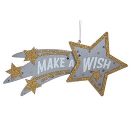 Kurt Adler Shooting Star Wood Plaque Ornament Make A Wish