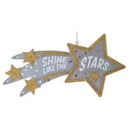 Kurt Adler Shooting Star Wood Plaque Ornament Shine Like The Stars