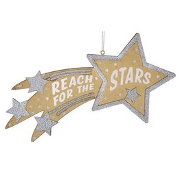 Kurt Adler Shooting Star Wood Plaque Ornament Reach For The Stars