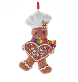 Kurt Adler Gingerbread Chef Ornament Holding Made With Pride Heart