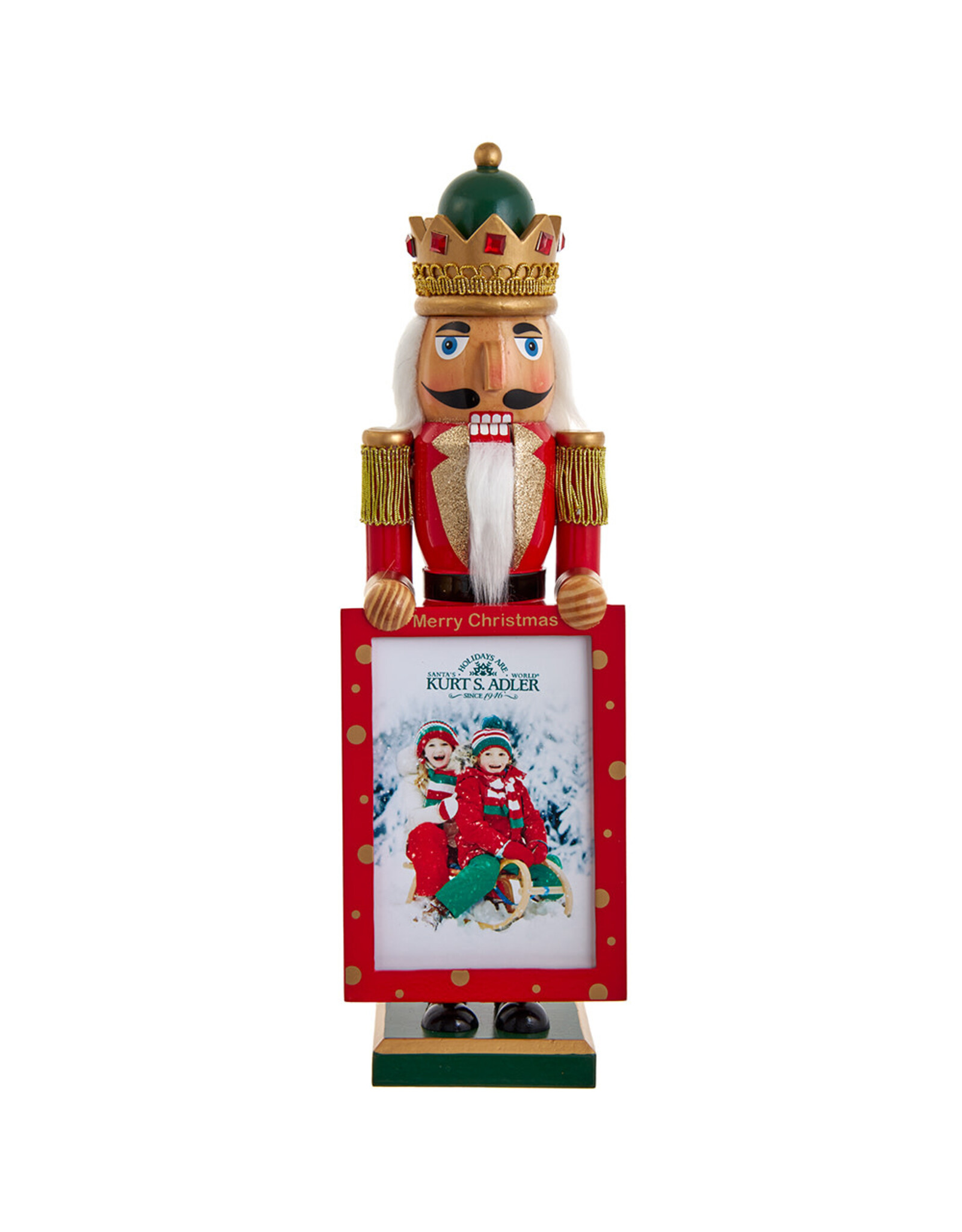 Kurt Adler Nutcracker King Holding Merry Christmas Picture Frame