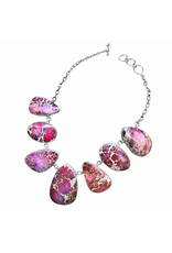 Charles Albert Sterling Silver Color Enhanced Jasper Gemstone Necklace