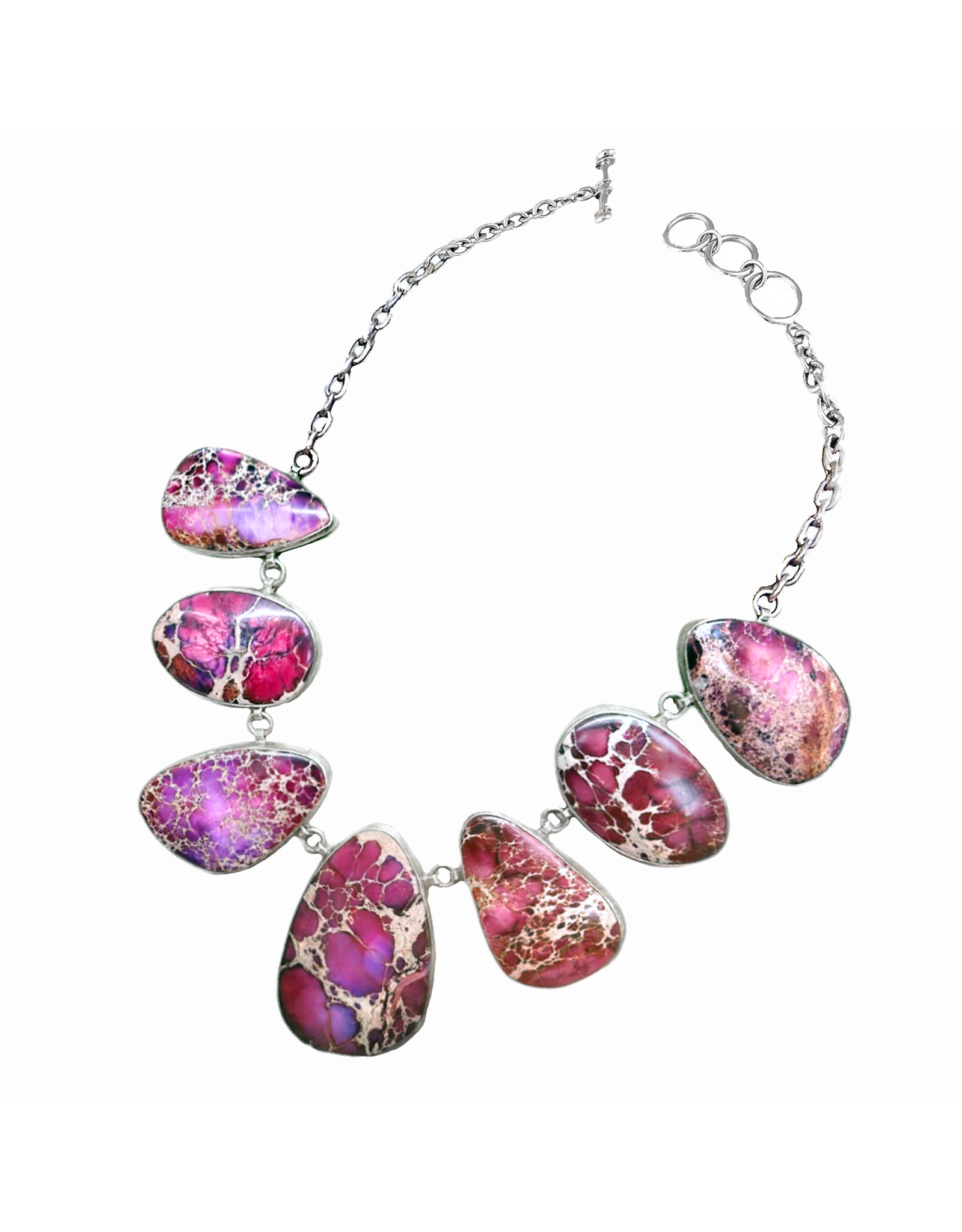 Charles Albert Sterling Silver Color Enhanced Jasper Gemstone Necklace