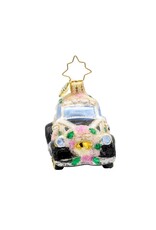 Christopher Radko Wedding Car Christmas Ornament Wedding Day Wheels Gem