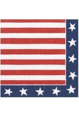 Caspari Patriotic Paper Luncheon Napkins 20pk Red White And Blue