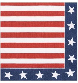 Caspari Patriotic Paper Luncheon Napkins 20pk Red White And Blue
