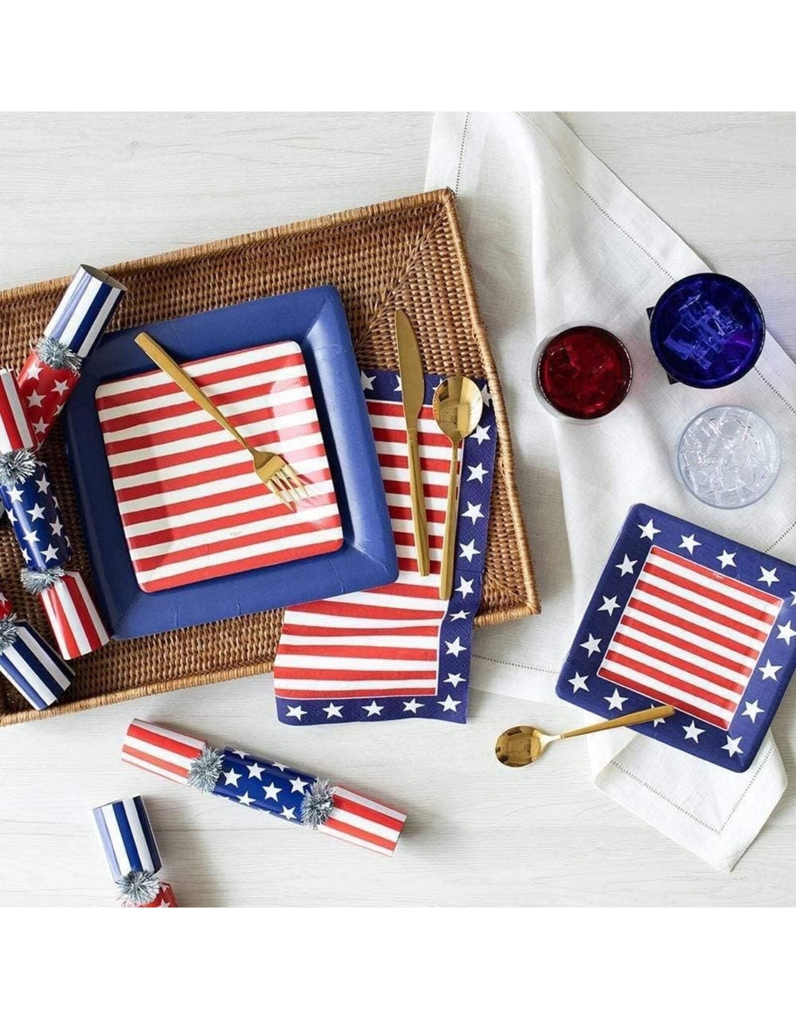 Caspari Patriotic Paper Luncheon Napkins 20pk Red White And Blue