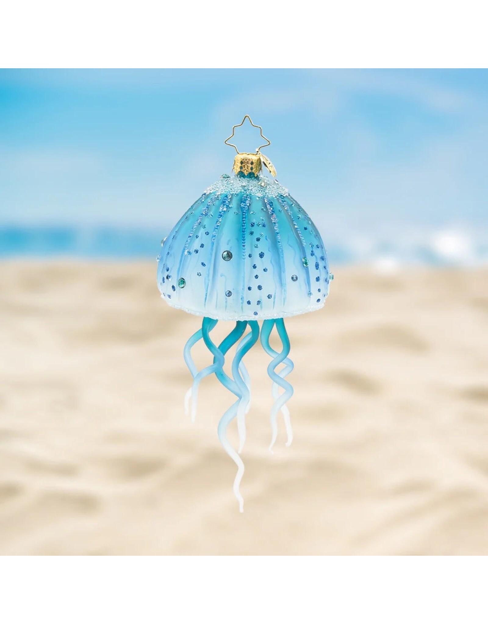 Christopher Radko Christmas Ornament Aqua Moon Jellyfish