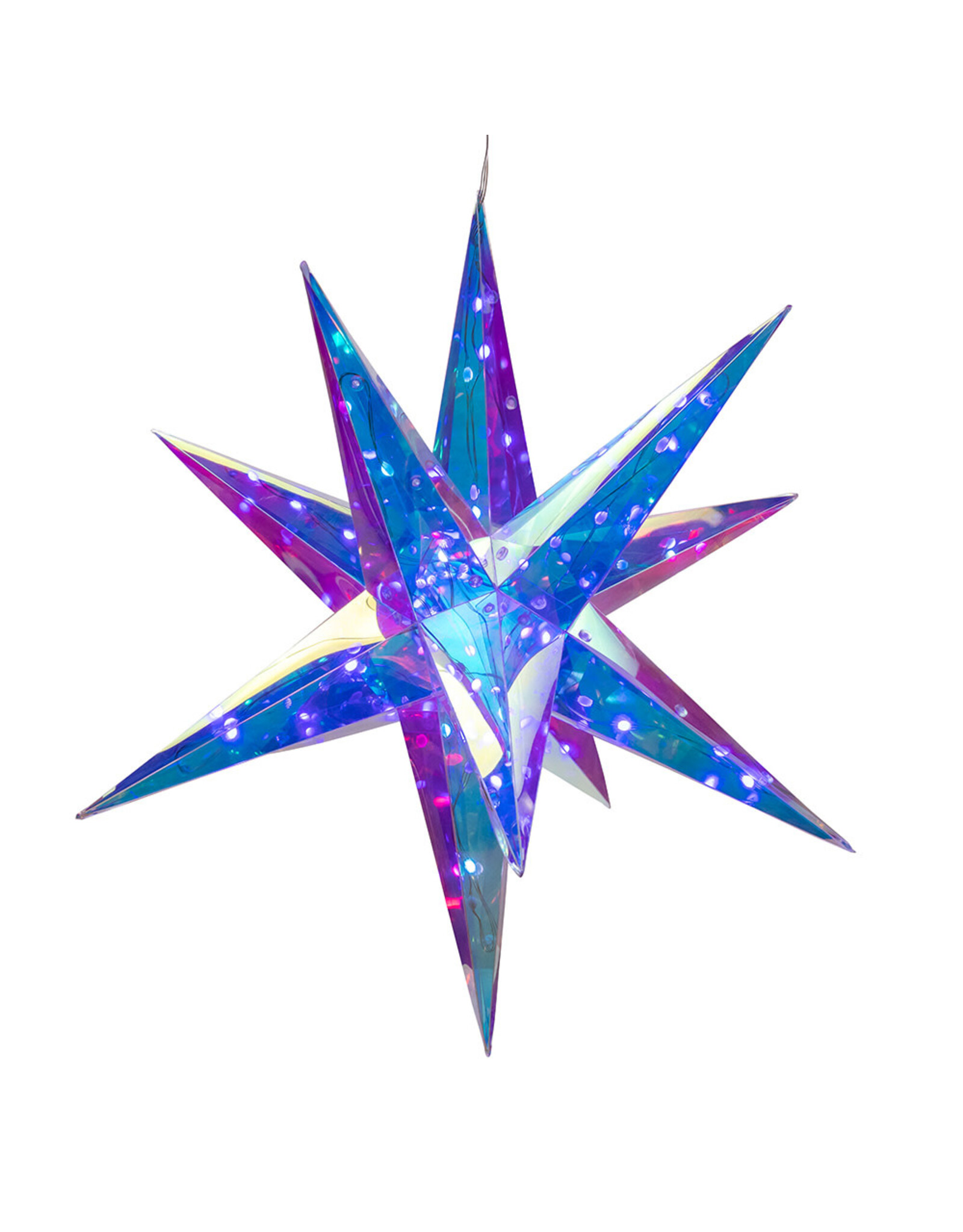 Kurt Adler Prismatic Iridescent LED Starburst Foldable w Remote