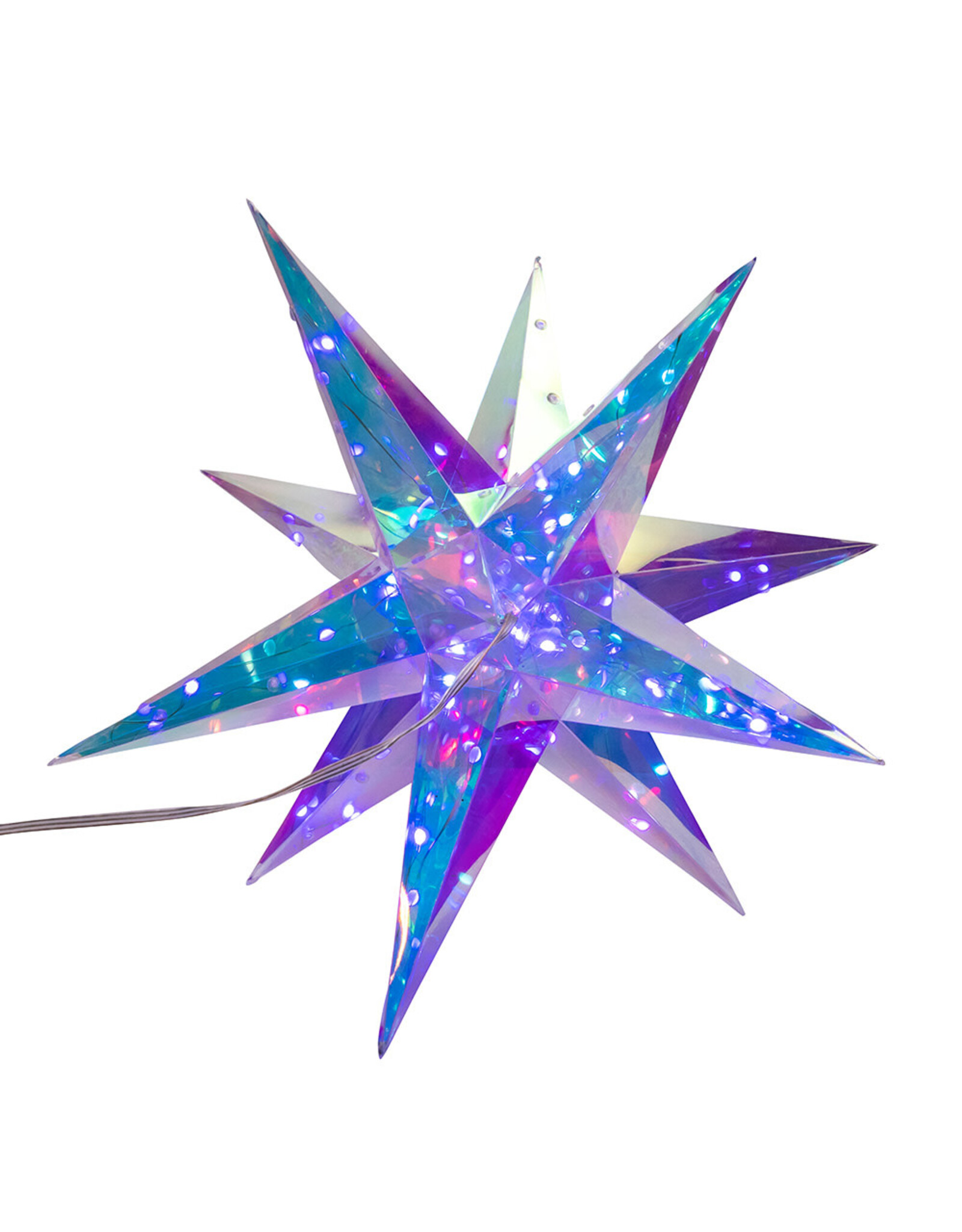 Kurt Adler Prismatic Iridescent LED Starburst Foldable w Remote