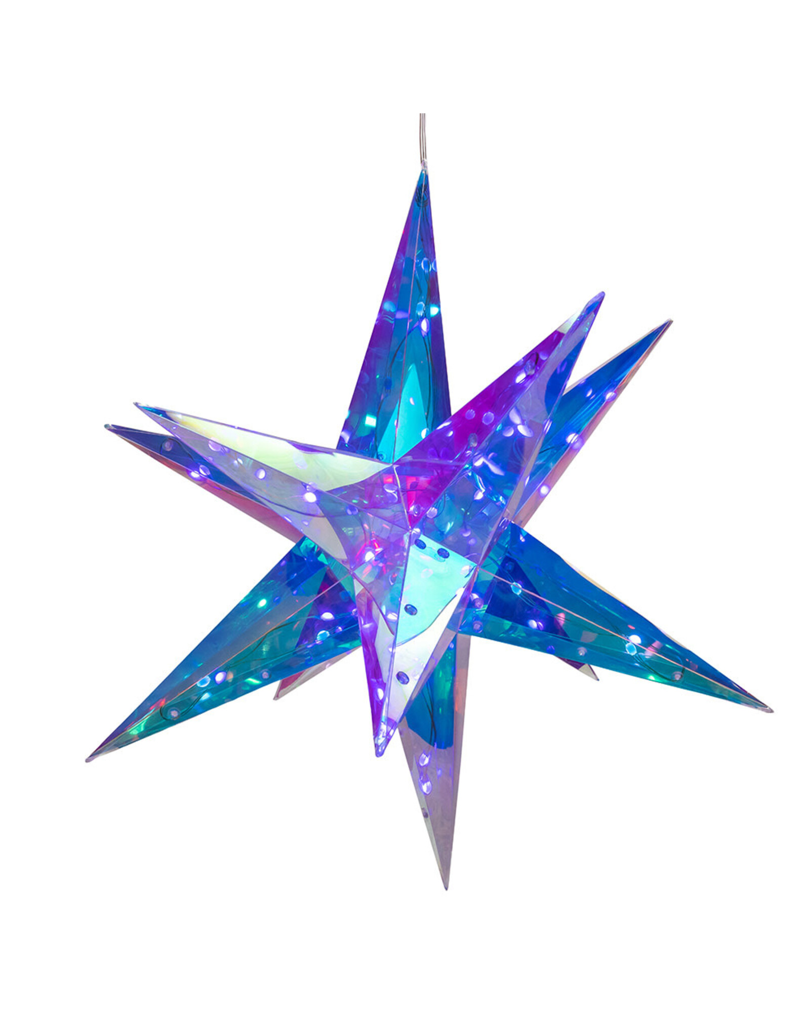 Kurt Adler Prismatic Iridescent LED Starburst Foldable w Remote